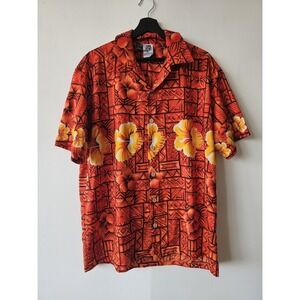 Kennington LTD Shirt Mens Large Hawaiian Floral Button Up Aloha Casual Resort